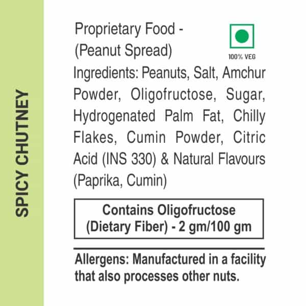 Max Protein Peanut Spread - Spicy Chutney [340 Gm] - Pack Of 1