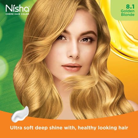 Nisha Creme Hair Color 8.1 Golden Blonde 150g Pack Of 2 | Permanent Hair Colour | 100% Grey Coverage