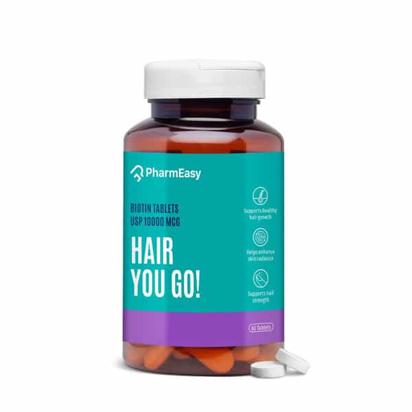 Pharmeasy Biotin 10000Mcg - For Hair | Skin & Nails - Bottle Of 60