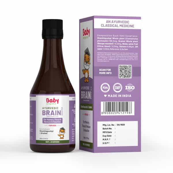 Babyorgano Ayurvedic Shankhpushpi & Brahmi Brain Booster Syrup For Kids - 200Ml