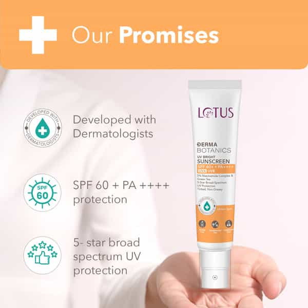 Lotus Dermabotanics 5% Niacinimide Complex + Green Tea Uv Bright Sunscreen Spf 60 And Pa++++ (40G)
