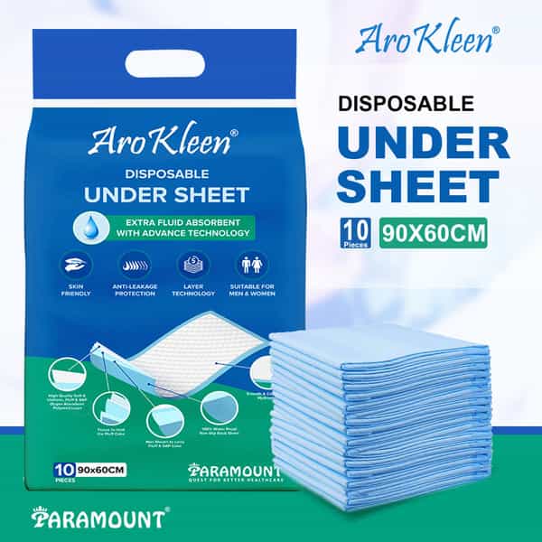 Arokleen 90 X 60 Cm Patient Disposable Underpads Super Absorbent Polymer 10Pcs (Pack Of 2)