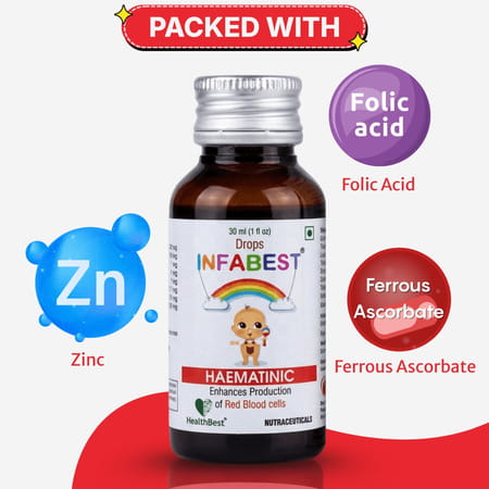 Healthbest Infabest Hematinic (Iron) Drops For Toddlers Mixed Fruit Flavor - 30ml