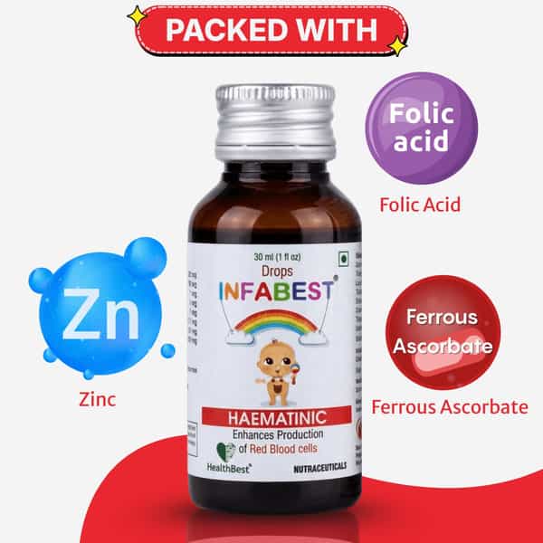 Healthbest Hematinic Iron Drops For Toddlers Mixed Fruit Flavor - 30Ml