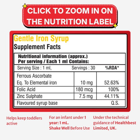 Healthbest Infabest Hematinic (Iron) Drops For Toddlers Mixed Fruit Flavor - 30ml