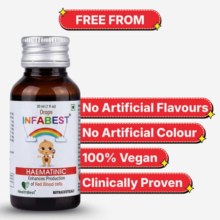 Healthbest Infabest Hematinic (Iron) Drops For Toddlers Mixed Fruit Flavor - 30ml