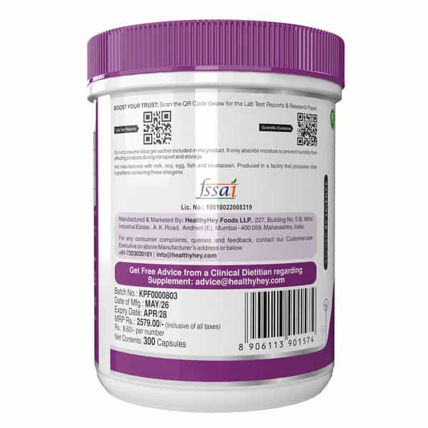 Healthyhey Nutrition High Absorption Magnesium Glycinate - 300 Veg Capsules