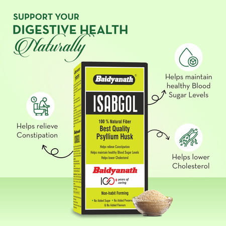Baidyanath Asli Ayurved Isabgol Psyllium Husk Powder | Constipation Relief | 200g