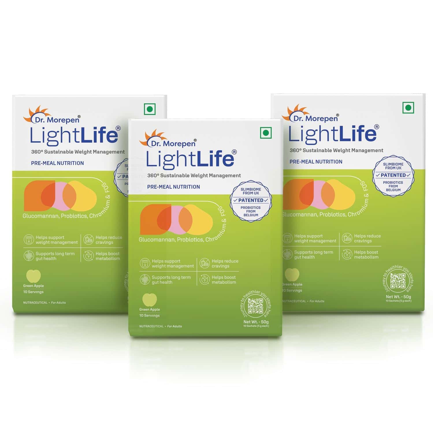 Dr. Morepen Lightlife Pre Meal Nutrition | Weight Management | Green Apple | Sachet | 30 No's