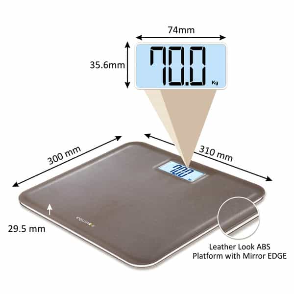 Equinox Personal Digital Weighing Scale Eq-Eb-6171L - Leather Look With Abs Platform | Lcd Display