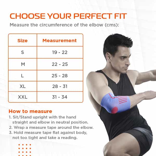 Vissco Elbow Support With Strap For Ideal Compression To The Strained Muscles - Medium (Blue)
