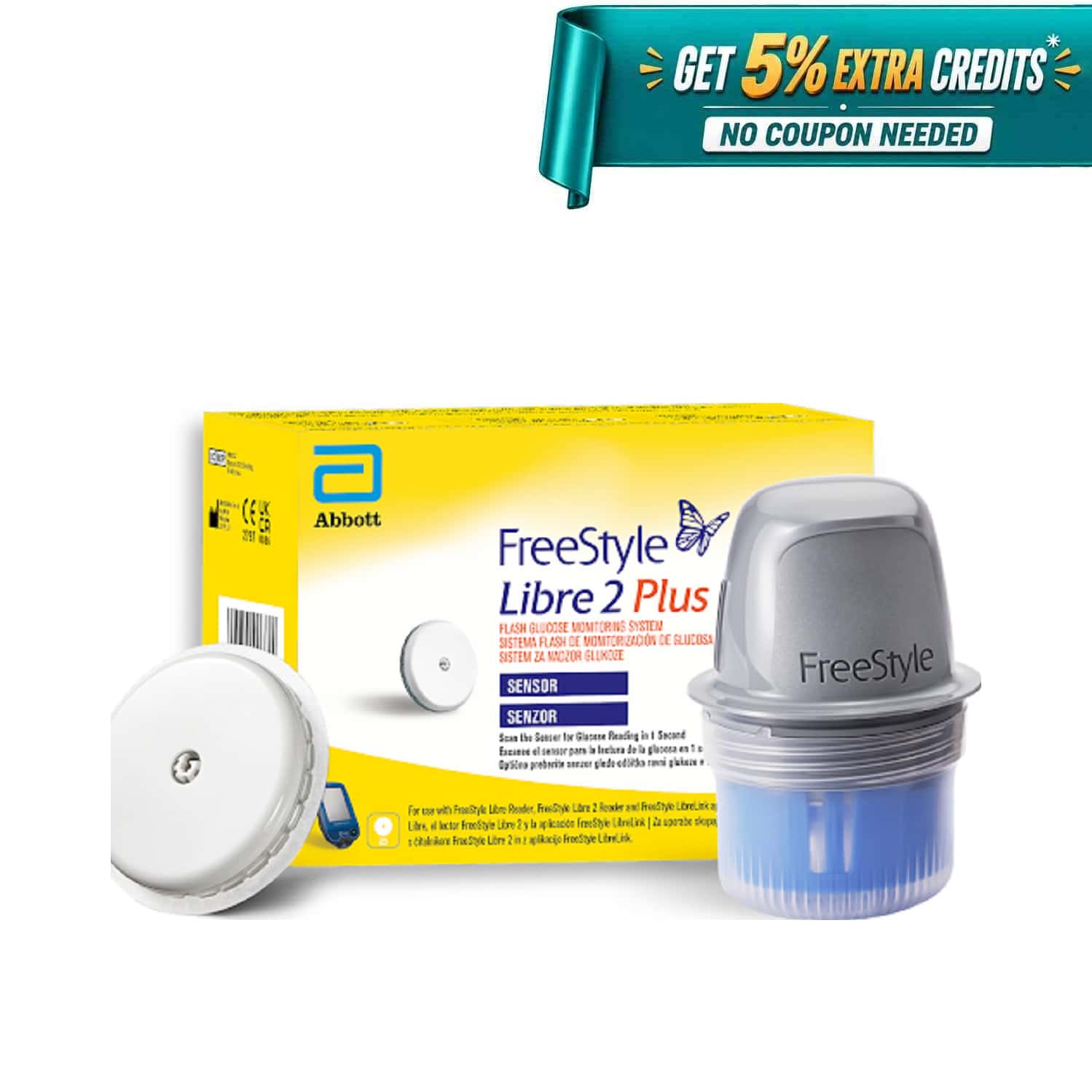 Freestyle Libre 2 Plus Sensor Flash Glucose Monitoring Device 1 No's