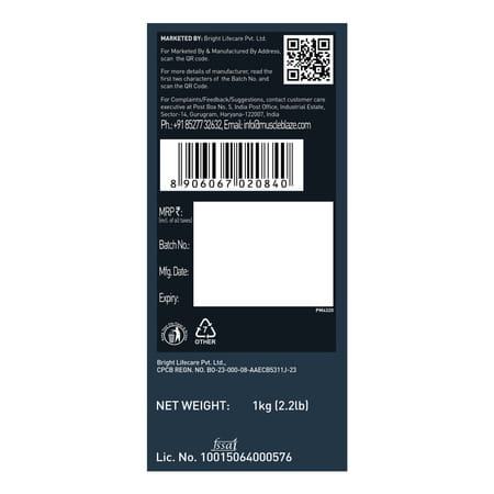 Muscleblaze 100% Micellar Casein (Chocolate | 1 Kg / 2.2 Lb)