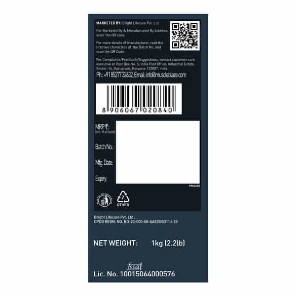 Muscleblaze 100% Micellar Casein (Chocolate | 1 Kg / 2.2 Lb)
