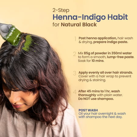 Nat Habit Indigo Powder For Hair | Black Color | 100% Natural (85g)