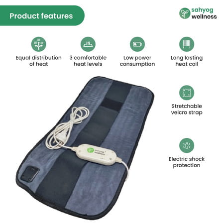 Sahyog Wellness Velvet Orthopaedic Pain Reliever Electric Heating Pad Xxl Size (Grey)