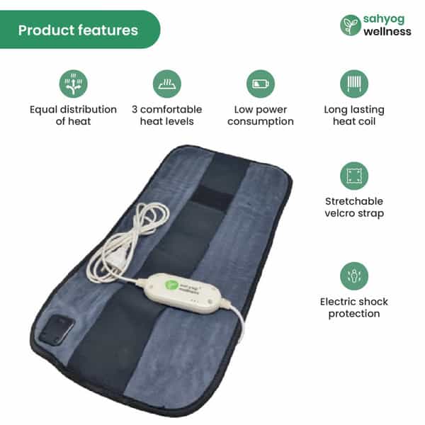 Sahyog Wellness Velvet Orthopaedic Pain Reliever Electric Heating Pad Xxl Size (Grey)