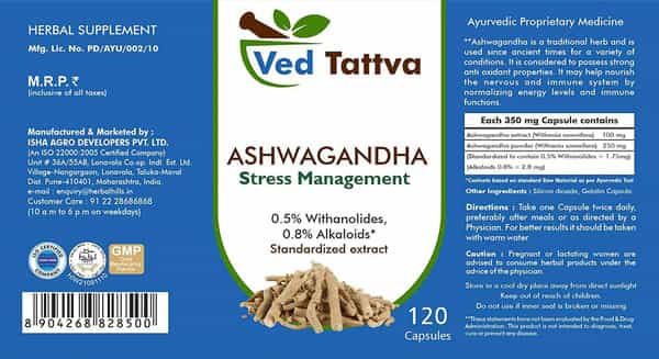 Ved Tattva Ashwagandha 120 Capsules (Pack Of 2)