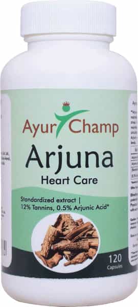 Ayur Champ - Pack Of 5 - Arjuna Capsules | Arjuna Chaal Capsule | 500Mg - 120 Capsules