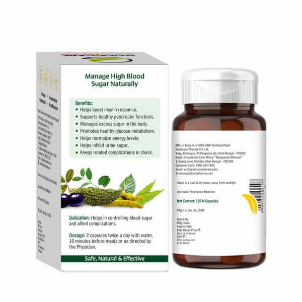 Buy GOODCARE DIABET GUARD 120 CAPS | AYURVEDIC BLOOD SUGAR SUPPORT WITH KARELA | METHI | NEEM & HERBS Online & Get Upto 60% OFF at PharmEasy