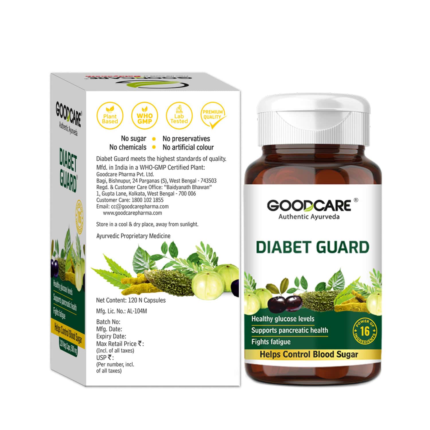 Buy GOODCARE DIABET GUARD 120 CAPS | AYURVEDIC BLOOD SUGAR SUPPORT WITH KARELA | METHI | NEEM & HERBS Online & Get Upto 60% OFF at PharmEasy