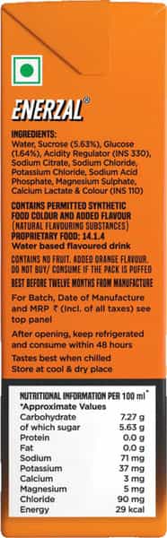 Enerzal Energy Drink Orange Flavour Liquid 500Ml