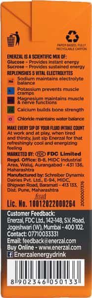 Enerzal Energy Drink Orange Flavour Liquid 500Ml