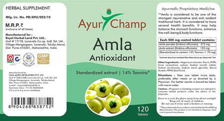 Ayur Champ Amla 120 Tablets- Pack Of 4