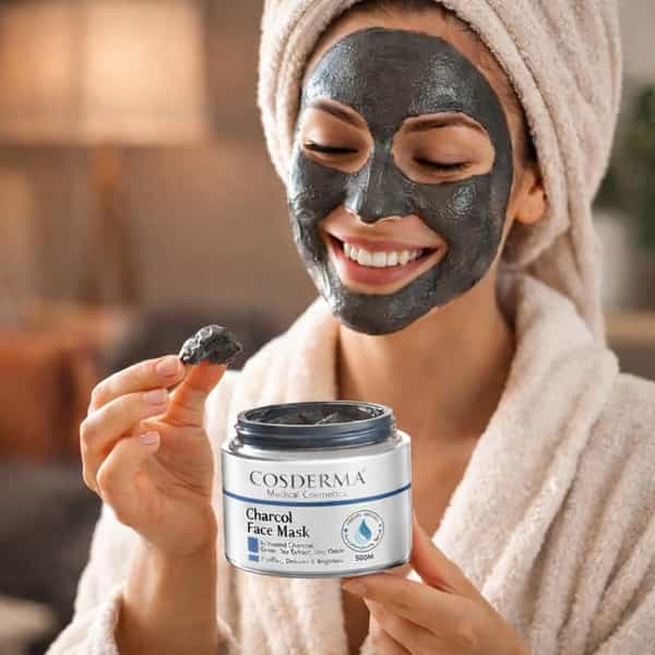 Cosderma Charcoal Face Mask | Activated Charcoal | Green Tea & Zinc Oxide For Purifying Skin 50Gm