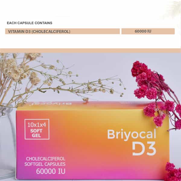 Briyocal D3 60K - Vitamin D3 (Choleclaciferol) 60000 Iu - 4 Caspules For Once A Week Use