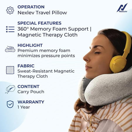Nexlev Travel Neck Pillow Np-02 | Dark Grey