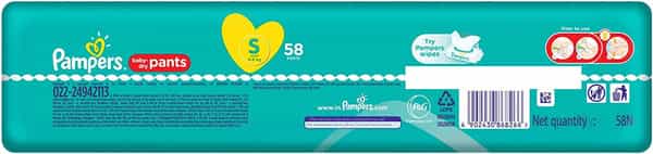 Pampers Baby Dry Pants Small Diapers 58