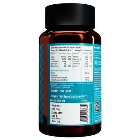 Hk Vitals Fish Oil (60 Capsules) | For Men And Women | 1000mg Omega 3