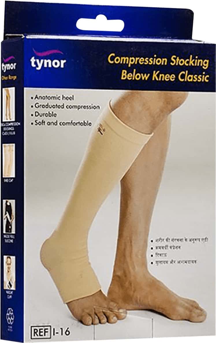Tynor Compression Stocking | Below Knee Classic | Medium Size | 1 Pair