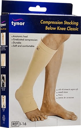 Tynor Compression Stocking | Below Knee Classic | Medium Size | 1 Pair