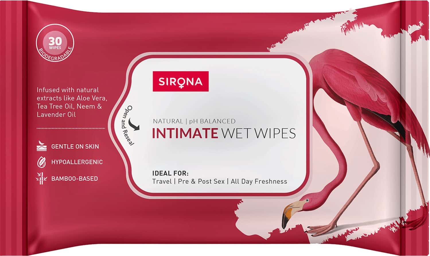 Sirona Ph Balanced Bamboo Intimate Wipes - 30 Wipes