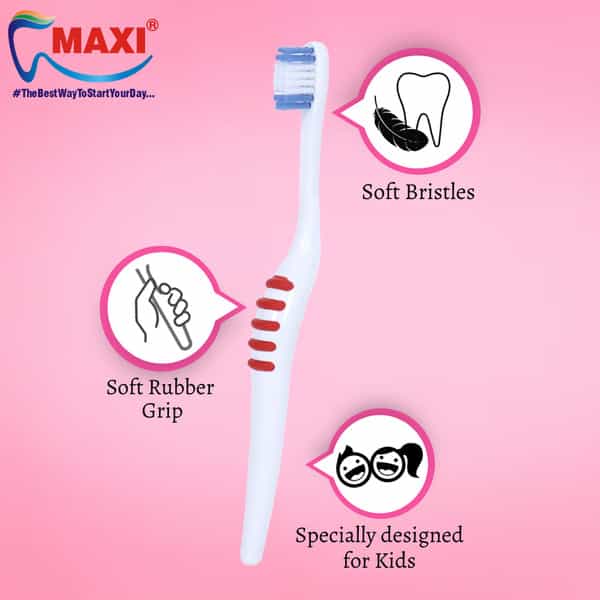 Maxi Milky White Baby Toothbrush And Tongue Cleaner-Oral Hygiene Kit (Pack Of 4)