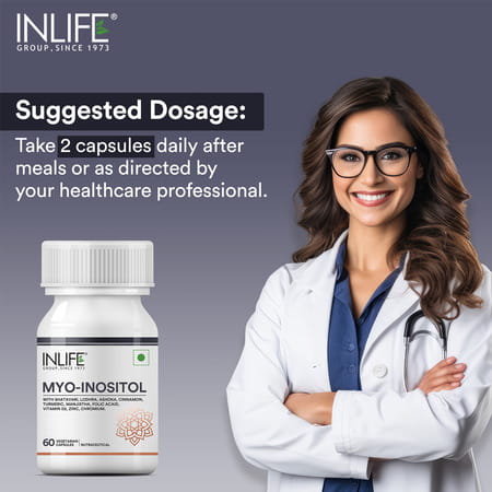 Inlife Myo Inositol Supplement - Shatavari | Zinc | Vitamin D - Balance For Women - 60 Veg Capsules