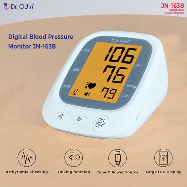 Dr. Odin Blood Pressure Monitor | Large Lcd Display|Voice Function|2 User|Usb Type-C | White Jn-163B