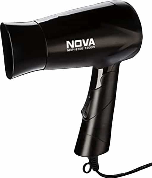 Nova Silky Shine 1200 W Hot And Cold Foldable Nhp 8100 Hair Dryer (Black)