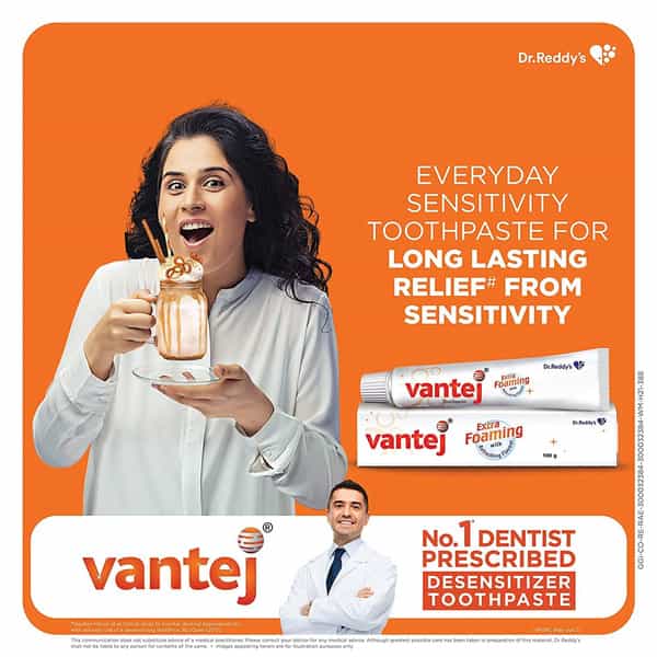 Vantej Extra Foaming With Refreshing Flavour Toothpaste 100Gm (Pack Of 24)
