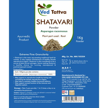 Ved Tattva Shatavari Powder - 1 Kg (Pack Of 4)