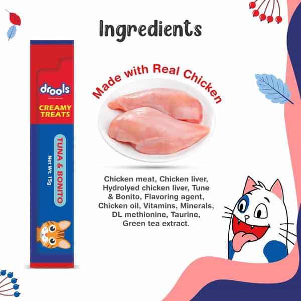 Drools Creamy Lickable Cat Treats Tuna & Bonito 25Pcs | 375G Pack | All Life Stages