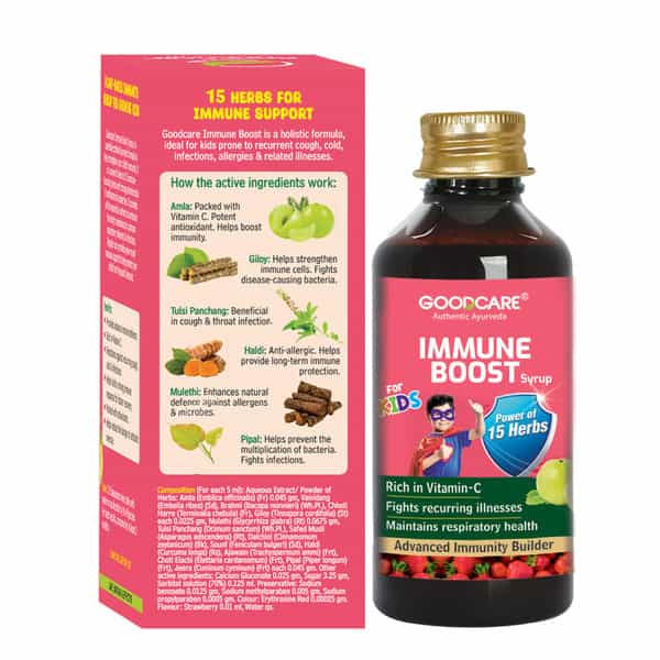 Goodcare Immune Boost Syrup 200Ml By Baidyanath | 15 Ayurvedic Herbs | Immunity & Growth