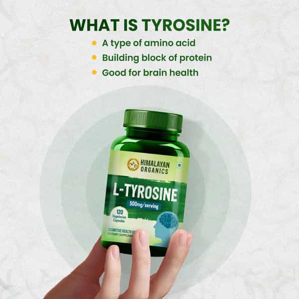 Himalayan Organics L Tyrosine 500 Mg | Cognitive Health Support | Bottle | 120 Veg Capsules