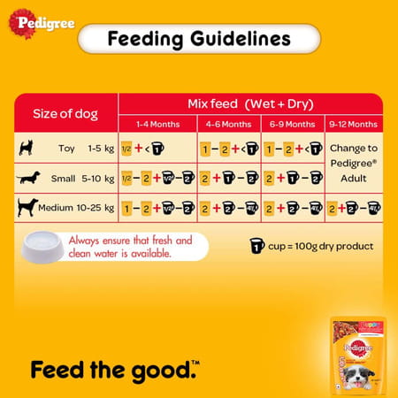 Pedigree Puppy Wet Dog Food | Chicken And Liver Chunks Flavour In Gravy With Vegetables | 90 X 70 G