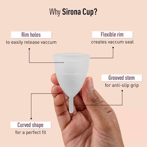 Sirona Reusable Menstrual Cup For Women - Small Size With Pouch (Pack Of 2)