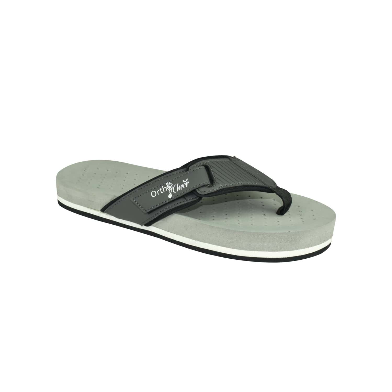 Ortho Cheer Men'S Orthopedic And Diabetic Friendly Slipper With Velcro Strap | Grey | Size 8 -1 Pair