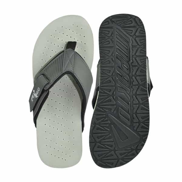 Ortho Cheer Men's Orthopedic And Diabetic Friendly Slipper With Velcro Strap | Grey | Size 8 -1 Pair
