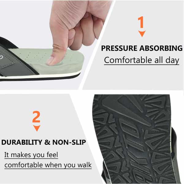Ortho Cheer Men's Orthopedic And Diabetic Friendly Slipper With Velcro Strap | Grey | Size 8 -1 Pair